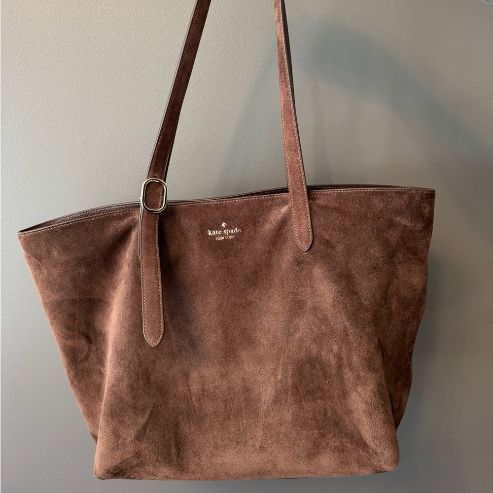 kate spade Suede Tote in Rich Chocolate Brown